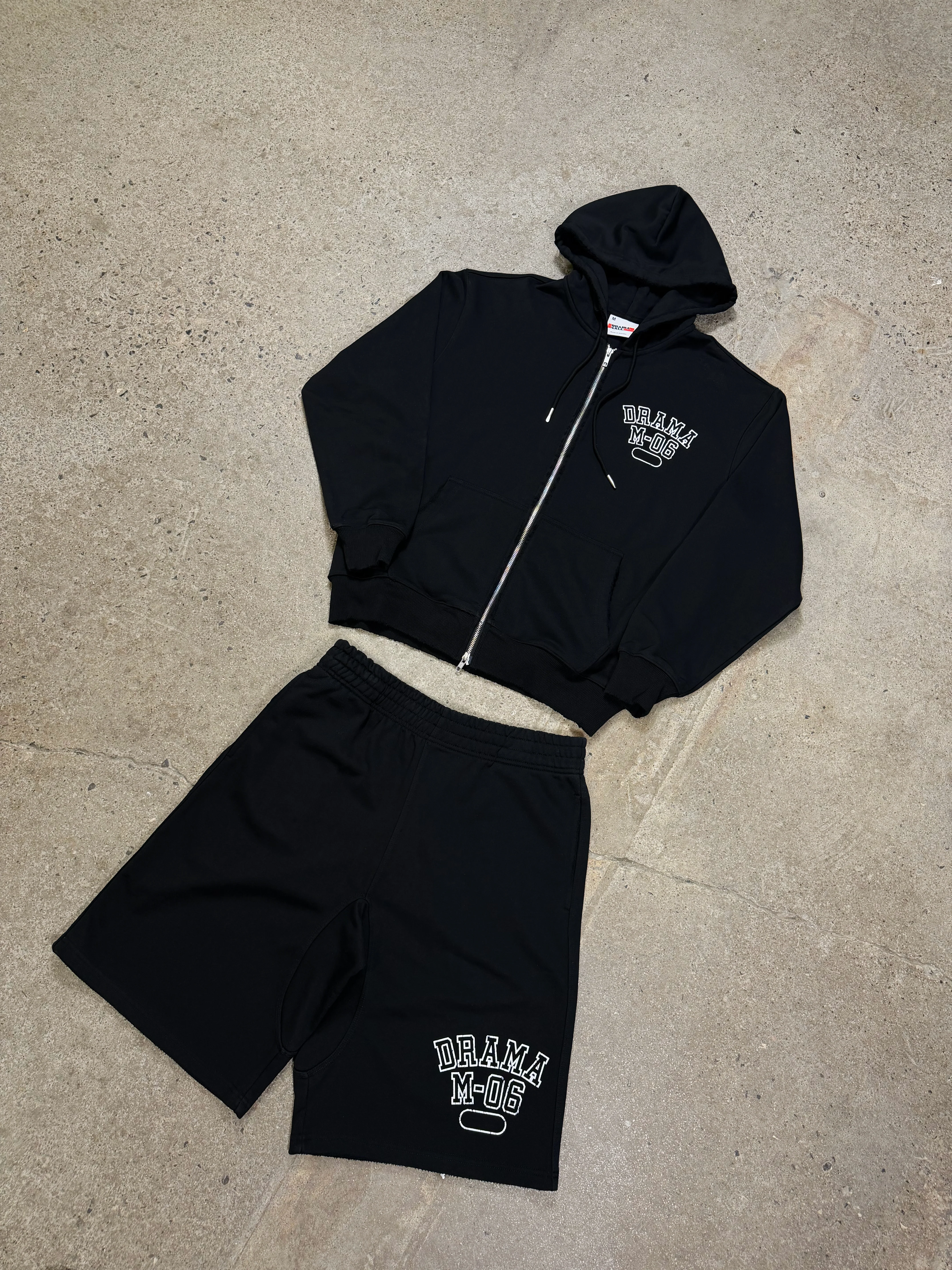 BLACK DISTRESSED COLLEGE ZIP UP - Image 4
